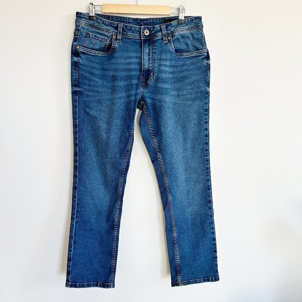 The Perfect Jean NYC Mens 33x29 Blue Slim Fit Stretch Tapered Leg Medium Wash